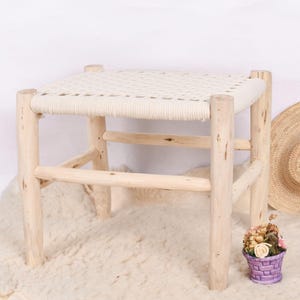 Entryway Bench, Decorative Wood Bench, Moroccan Bench, Living Room & Bedroom Decor, Boho Garden Bench, bench in wood and natural weaving