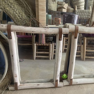 Handmade Raffia Mirror: Asymmetrical Moroccan Boho Decor