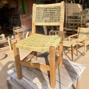 Handmade Walnut Wood Stool: Moroccan Kitchen & Bar Seating