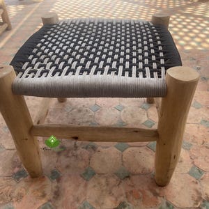 Chair Handcrafted, Versatile Entryway Seat, Boho Chic Wooden Bench, Natural wood stool,  moroccan decor