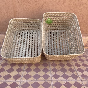 Große Palm Leaf Aufbewahrungstasche: Marokkanischer gewebter Korb