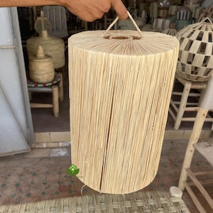 Handmade Raffia Lampshade: Bohemian Hanging Light Pendant