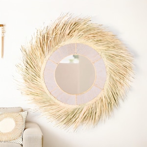 Decorative mirror, Moroccan Decor Wall Mirror, Boho round Wall mirror, Tropical Vibes Bathroom and Boho Home Decor Wall Mirror