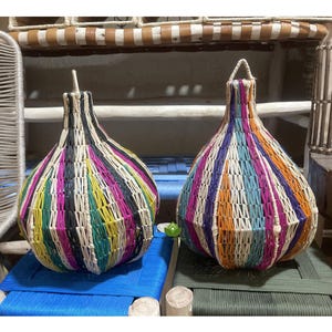 Handmade Raffia Pendant Light: Bohemian Hanging Lampshade