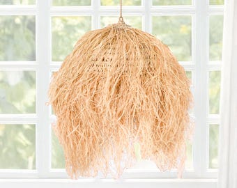 Handcrafted Raffia Pendant Light: Moroccan Boho Decor