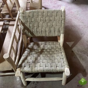 Wooden straw Chair, Moroccan Chair, Armchair, Accent chair, stool wood rope, wooden bench, boho bench, handmade chair, rattan bench