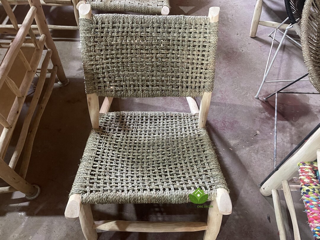 Handmade Moroccan Wooden Chair: Boho Rope Accent Chair - Etsy