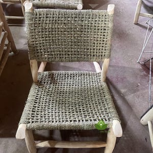 Moroccan Chair, Wooden straw Chair, Armchair, Accent chair, stool wood rope, wooden bench, boho bench, handmade chair, rattan bench
