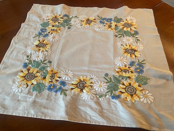 Hand embroidered tablecloth