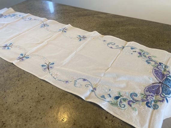 Hand-embroidered table runner