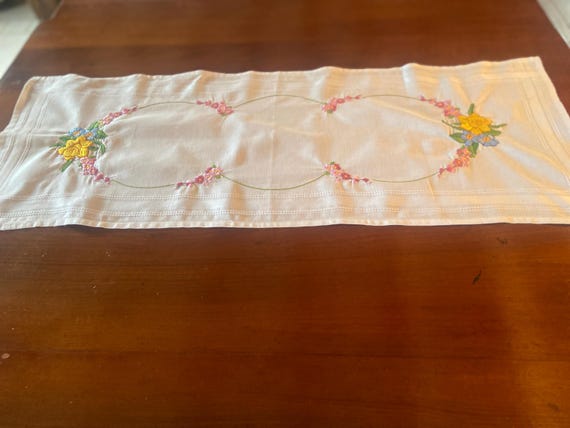 Hand embroidered table runner