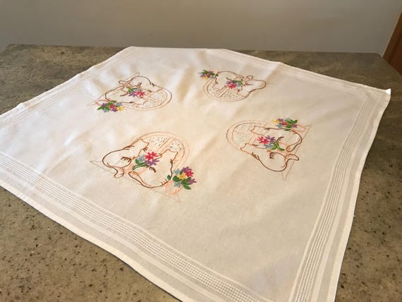 Hand embroidered tablecloth