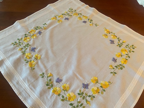 Hand-embroidered tablecloth