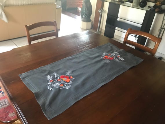 Hand embroidered table runner