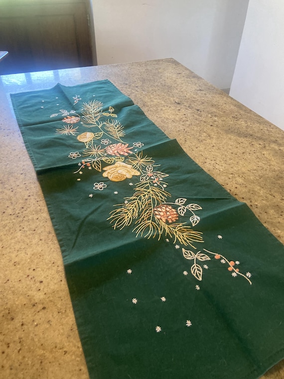 Hand-embroidered table runner