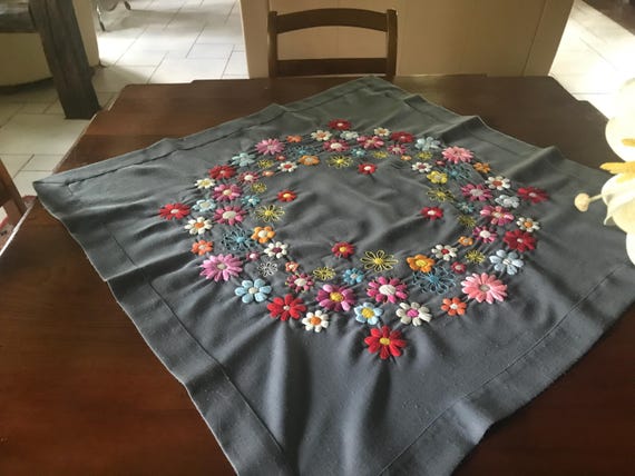 Hand embroidered tablecloth