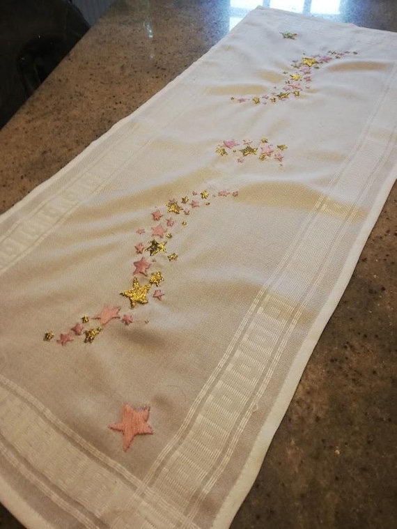 Hand embroidered table runner