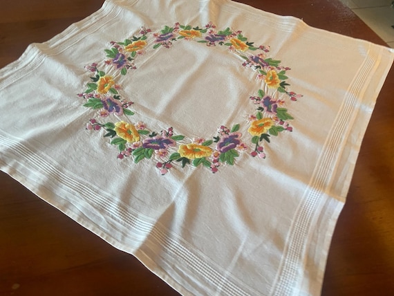 Hand embroidered tablecloth