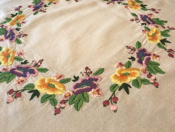 Hand embroidered tablecloth