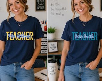 School Colors Teacher Shirt, Custom Teacher Gifts, Teacher T-Shirt, Back To School, Teacher Appreciation, Comfort Colors School Shirts