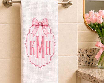 Custom Monogram Dorm Decor For Bathroom, Girls Dorm Gift, Custom Bathroom Decor, Gift for College Girls, Waffle Hand Towel, Gift for Her