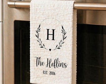 Custom Last Name Tea Towels, Housewarming Gift, New Home Decor, Gift for Couples, New Home Gift, Kitchen Hand Towel, Personalized Gifts