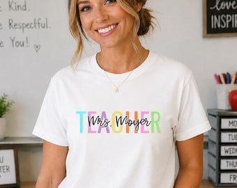 School Colors Teacher Shirt, Custom Teacher Gifts, Teacher T-Shirt, Back To School, Teacher Appreciation, Comfort Colors School Shirts