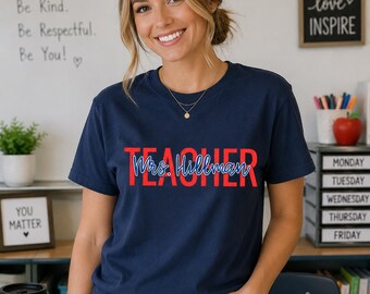 School Colors Teacher Shirt, Custom Teacher Gifts, Teacher T-Shirt, Back To School, Teacher Appreciation, Comfort Colors School Shirts