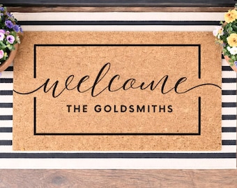 Home Decor Housewarming Gift, Personalized Doormat with Family Name, Wedding Gift for Couples, Custom Door Mat, Welcome Mat With Last Name