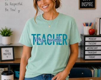 School Colors Teacher Shirt, Custom Teacher Gifts, Teacher T-Shirt, Back To School, Teacher Appreciation, Comfort Colors School Shirts
