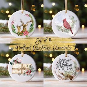 Set Of 4 Woodland Christmas Ornaments | Christmas Tree Decor | Christmas Decor | Woodland | Woodland Christmas | Home Decor | Set Of 4 |