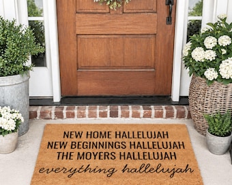 Everything Hallelujah Doormat, Custom Door Mat, Housewarming Gift, New Beginnings, Personalized Gifts for Couple, New Home Gifts, Home Decor
