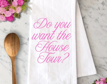 House Tour Tea Towel, Housewarming Gift, New Home Gift, Home Decor, Gift for Couples, , Kitchen Hand Towel, Fan Merch Gifts, Gift for Her