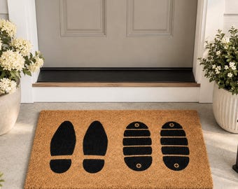 Cowboy & Space Ranger Inspired Footprint Doormat, Funny Doormat, Door Mat, Housewarming Gift, Toy Fan Merch Gifts, You've Got A Friend In Me
