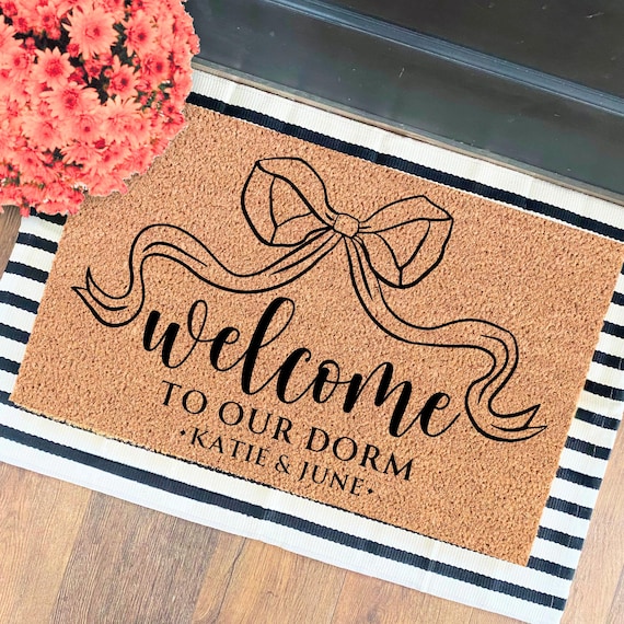 Custom Dorm Decor | Dorm Doormat | Welcome To Our Dorm | Custom Door Mat | Personalized Doormat | College Girls Dorm Decor | Gift for Her