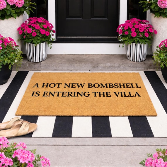 A Hot New Bombshell Is Entering The Villa Doormat, Island Doormat, Funny Door Mat, Housewarming Gift, New Home Gift, Home Decor