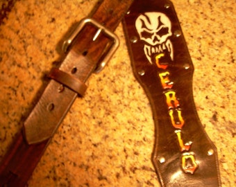 Genuine Leather Custom Guitar Strap "The Boneyard"