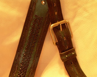 Genuine Leather Guitar Strap Handmade "Blue Smoke"