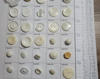 Variety of Buttons sold by the Dozen