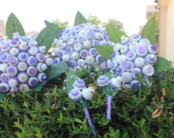 Set of Lavender bridal button bouquets