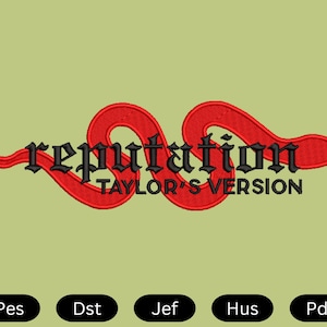 May include: Red snake design with the text "reputation TAYLOR'S VERSION" in black.