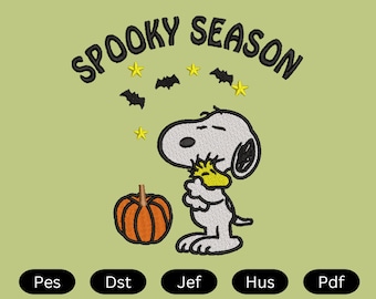 Spooky season embroidery design, Snoopy Halloween Embroidery design