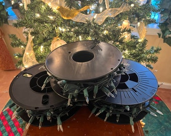 Christmas Light Spools Recycled from 3D Printer Filament Holders (does not include lights)