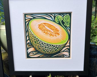 Cantalope - Framed 12x12 Vegetable Art Print