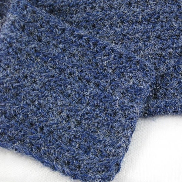 Classic Denim Indigo Blue Alpaca Blend Crochet Scarf ... awesome for men or women