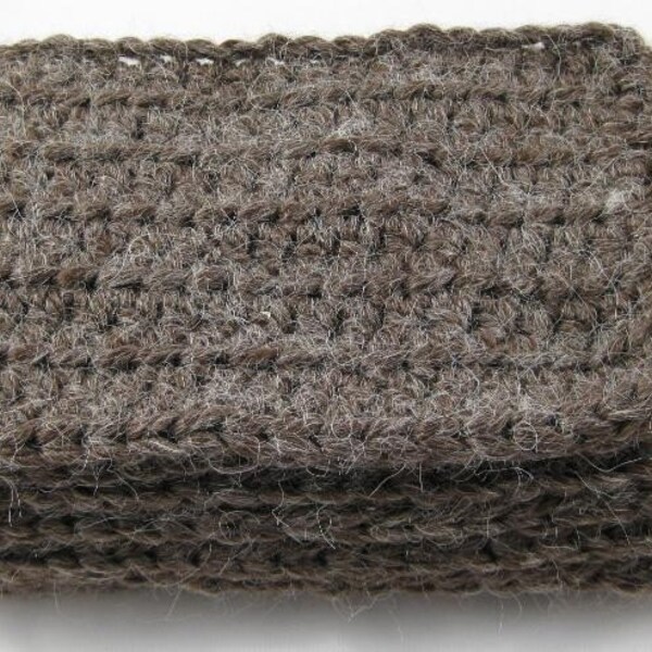 Coffee Bean Brown Alpaca Blend Crochet Scarf ... awesome for men or women