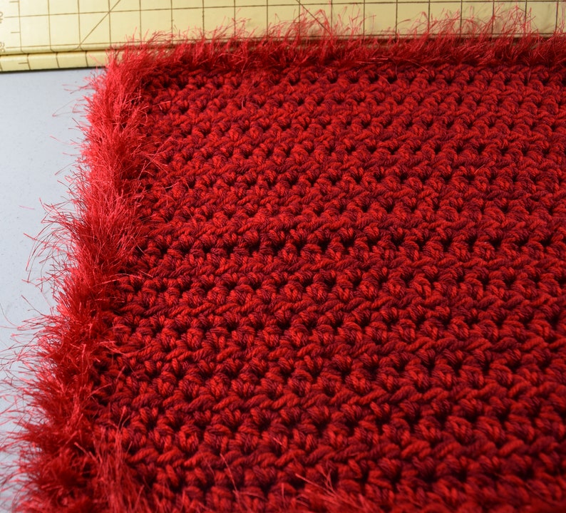 Sangria red double thickness cat mat catghan hand crocheted for your special kitty