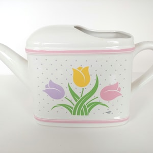 Spring Cute Vintage 1980&#39;s Teleflora Ceramic Floral Pitcher Planter