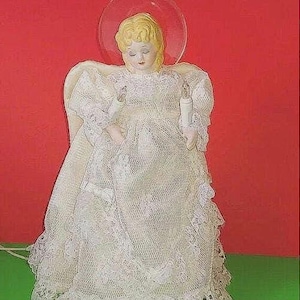 Vintage Light Up Tree Top Porcelain Angel
