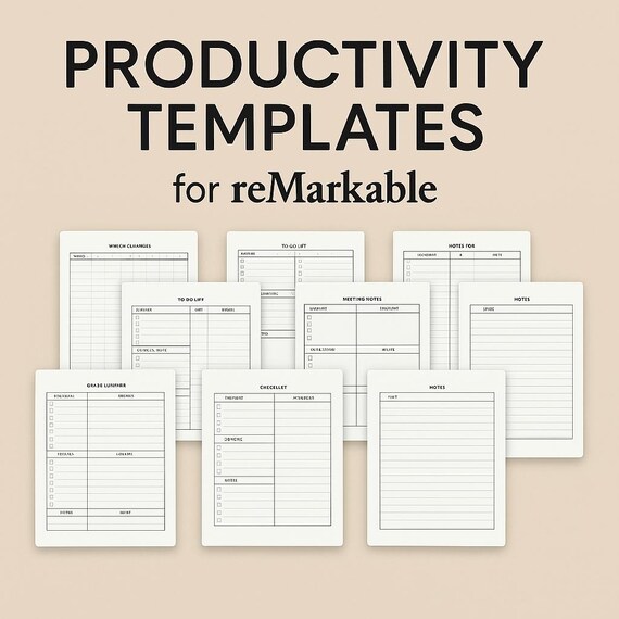 Productivity Planner Template Bundle | 10 Minimal Horizontal Layouts | Digital Download for reMarkable & PDF Tablets